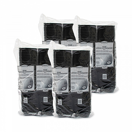 Foam Hinged Lid Containers, Large Sandwich, 6 x 5.9 x 3, Black, 125/Bag, 4 Bags/Carton (60HTB1)