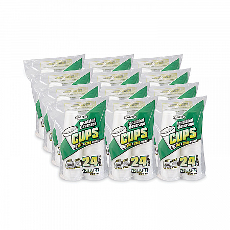 Small Foam Drink Cups, 12 oz, White, 24/Bag, 12 Bags/Carton (12JP24)