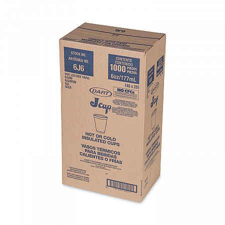 Foam Drink Cups, 6 oz, White, 25/Bag, 40 Bags/Carton (6J6)