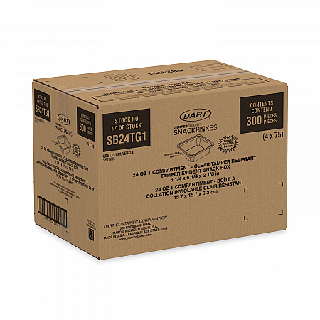 TamperGuard Snack Boxes, 24 oz, 6.3 x 6.3 x 2.1, Clear, Plastic, 300/Carton (SB24TG1)