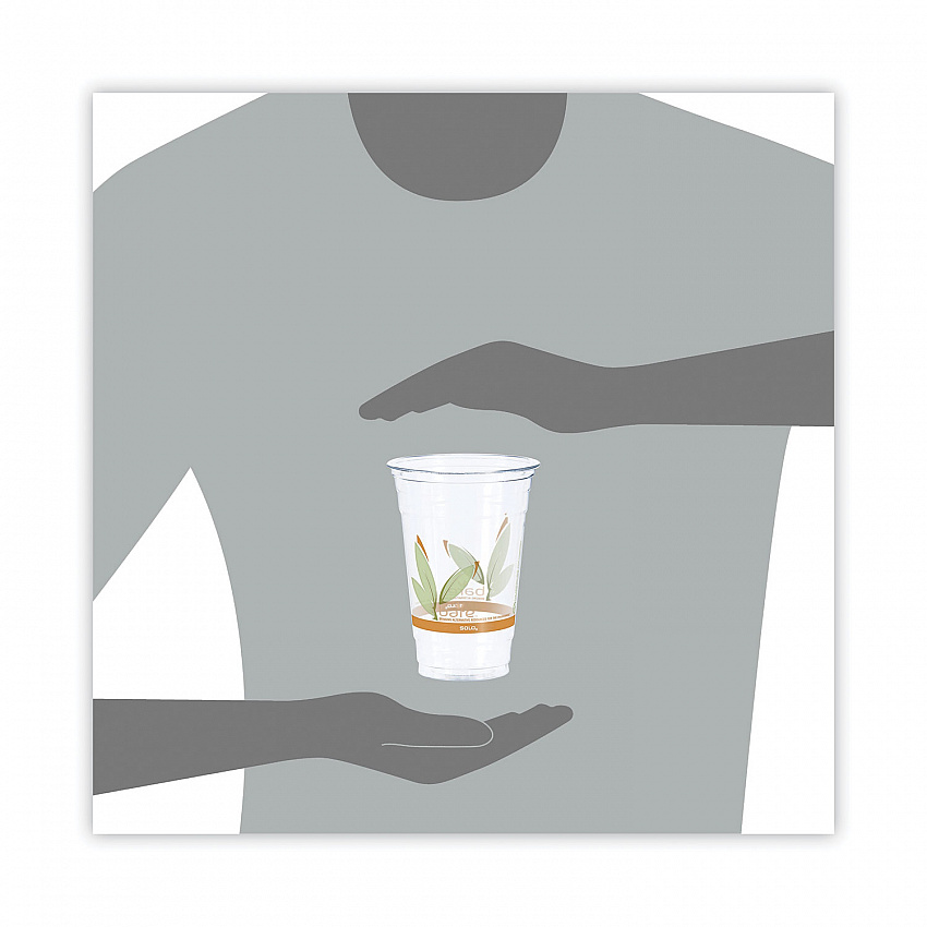 Bare Eco-Forward RPET Cold Cups, ProPlanet Seal, 20 oz, Plastic, Leaf Design, 50/Pack, 12 Packs/Carton (RTP20BARE)