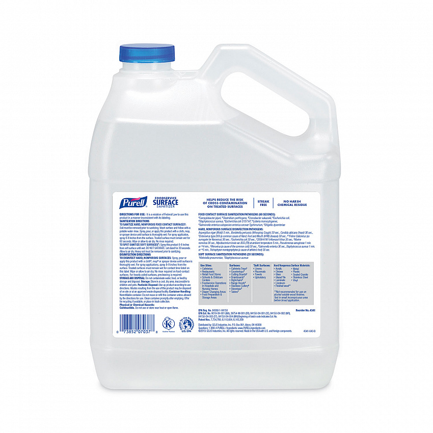 Foodservice Surface Sanitizer, Fragrance-Free, 1 gal Bottle (434104EA)