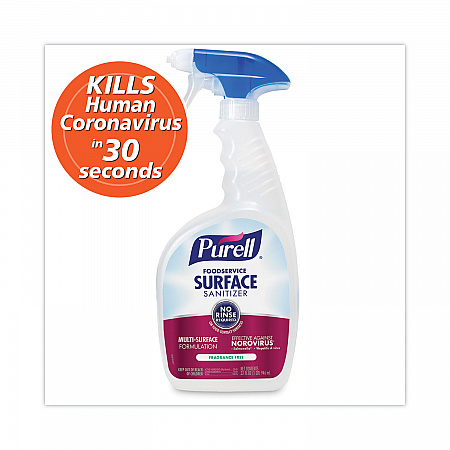 Foodservice Surface Sanitizer3, Fragrance-Free, 32 oz Bottle with Spray Trigger Attached, 6/Carton (334106RTL)