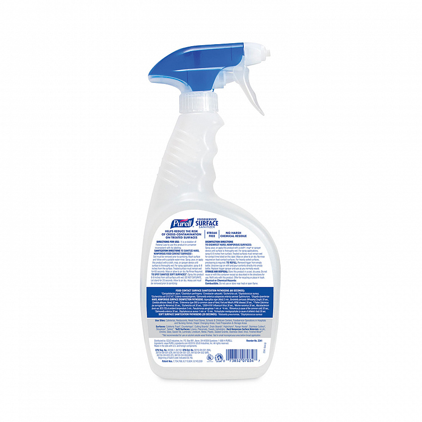 Foodservice Surface Sanitizer3, Fragrance-Free, 32 oz Bottle with Spray Trigger Attached, 6/Carton (334106RTL)