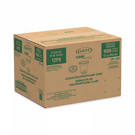 Conex ClearPro Plastic Cold Cups, 12 oz, Clear, 50/Sleeve, 20 Sleeves/Carton (12PX)