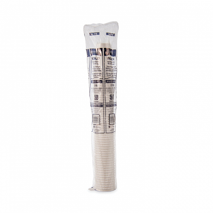 Single-Sided Poly Paper Hot Cups, 16 oz, White, 50/Sleeve, 20 Sleeves/Carton (316W)