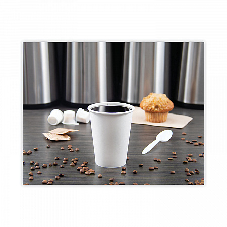Single-Sided Poly Paper Hot Cups, 12 oz, White, 50/Bag, 20 Bags/Carton (412WN)