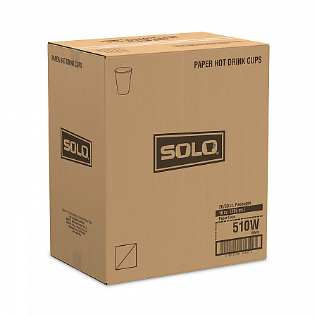 Single-Sided Poly Paper Hot Cups, 10 oz, White, 1,000/Carton (510W)