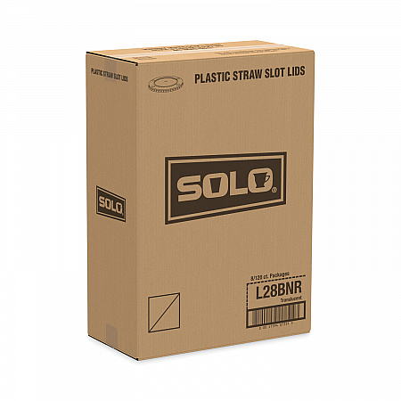 Polystyrene Plastic Flat Straw-Slot Cold Cup Lids, Identification Buttons, Fits 28 oz Cold Cups, Translucent, 960/Carton (L28BNR)
