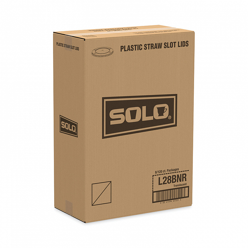 Polystyrene Plastic Flat Straw-Slot Cold Cup Lids, Identification Buttons, Fits 28 oz Cold Cups, Translucent, 960/Carton (L28BNR)