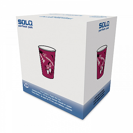 Paper Hot Drink Cups in Bistro Design, 16 oz, Maroon, 300/Carton (OF16BI0041)