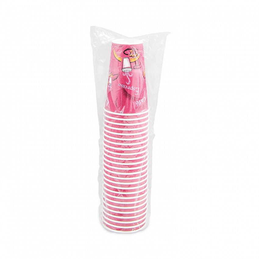 Paper Hot Drink Cups in Bistro Design, 16 oz, Maroon, 300/Carton (OF16BI0041)
