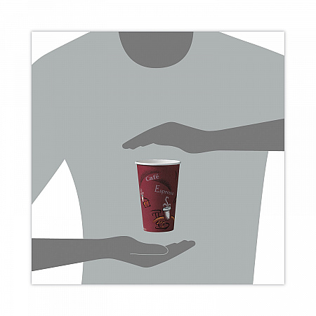 Paper Hot Drink Cups in Bistro Design, 16 oz, Maroon, 300/Carton (OF16BI0041)