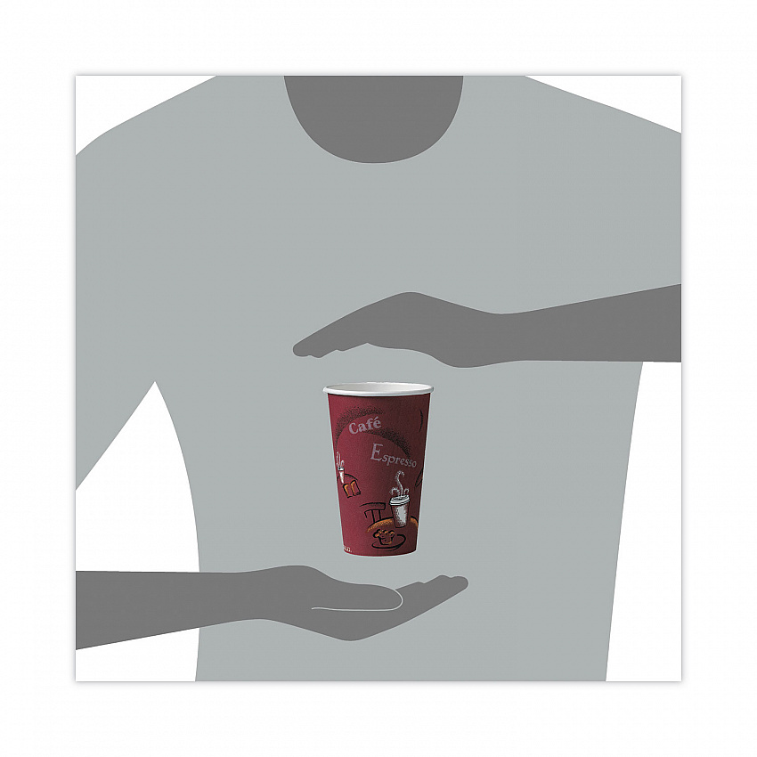 Paper Hot Drink Cups in Bistro Design, 16 oz, Maroon, 300/Carton (OF16BI0041)