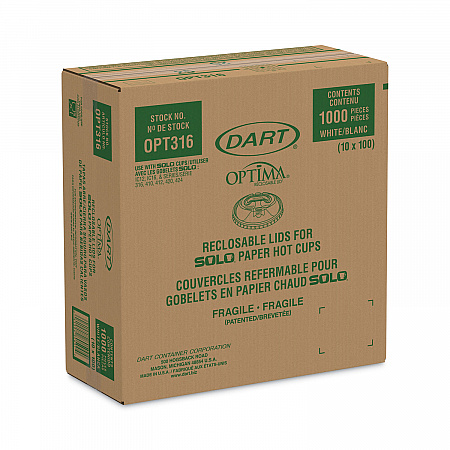 Optima Reclosable Lids for Hot Paper Cups, Fits 10 oz to 24 oz Hot Cups, Plastic, White, 1,000/Carton (OPT316)