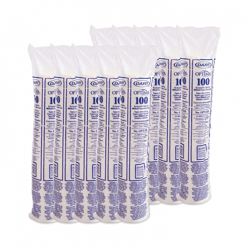 Optima Reclosable Lids for Hot Paper Cups, Fits 10 oz to 24 oz Hot Cups, Plastic, White, 1,000/Carton (OPT316)