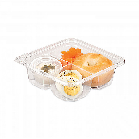 TamperGuard Snack Boxes, 3 Compartments, 6.3 x 6.3 x 2.1, Clear, Plastic, 300/Carton (SBTG3)