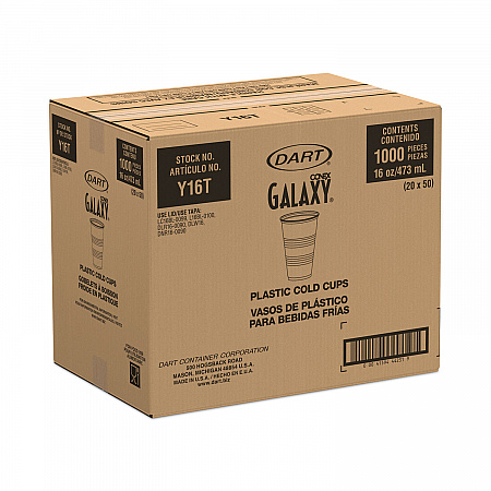 High-Impact Polystyrene Cold Cups, 16 oz, Plastic, Translucent, 50/Pack (Y16TPK)