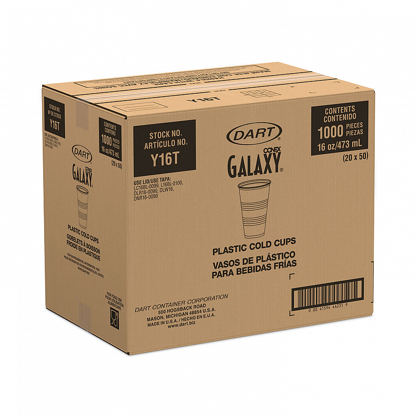 High-Impact Polystyrene Cold Cups, 16 oz, Plastic, Translucent, 50/Pack (Y16TPK)