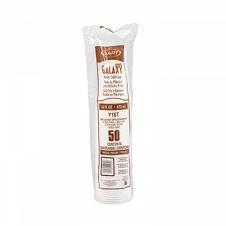 High-Impact Polystyrene Cold Cups, 16 oz, Plastic, Translucent, 50/Pack (Y16TPK)