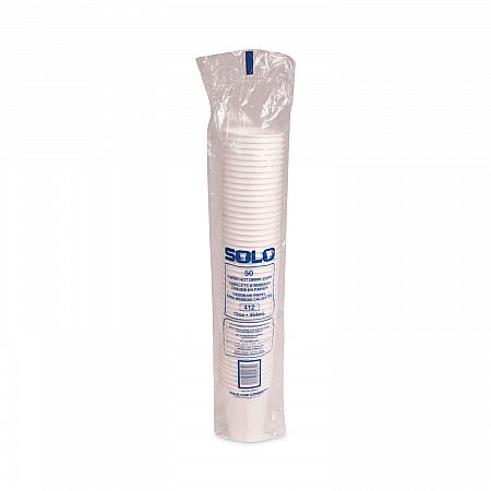 Single-Sided Poly Paper Hot Cups, 12 oz, White, 50/Bag, 20 Bags/Carton (412WN)