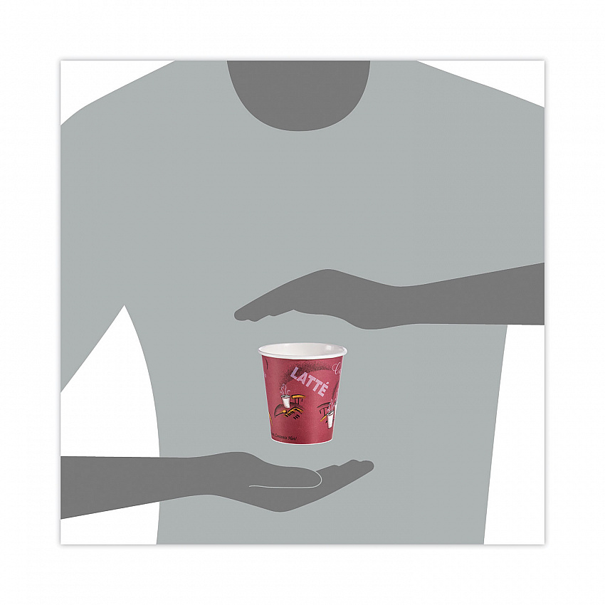 Paper Hot Drink Cups in Bistro Design, 3.54" Diameter x 3.61" h, 10 oz, Maroon, 1,000/Carton (510SI)