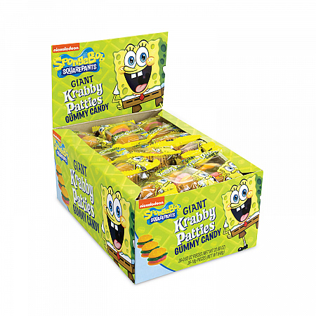 SpongeBob Squarepants Giant Krabby Patties Gummy Candy, 0.63 oz Pack, 36/Carton (2500006)