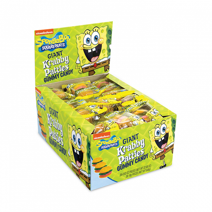 SpongeBob Squarepants Giant Krabby Patties Gummy Candy, 0.63 oz Pack, 36/Carton (2500006)