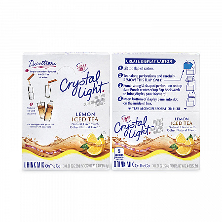 On-The-Go Sugar-Free Drink Mix, Iced Tea, 0.08 oz Single-Serving Tubes, 30/Box, 2 Boxes/Carton (30700159)