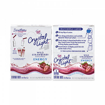 On-The-Go Sugar-Free Drink Mix, Wild Strawberry Energy, 0.13 oz Single-Serving, 30/Pack, 2 Packs/Carton (30700158)