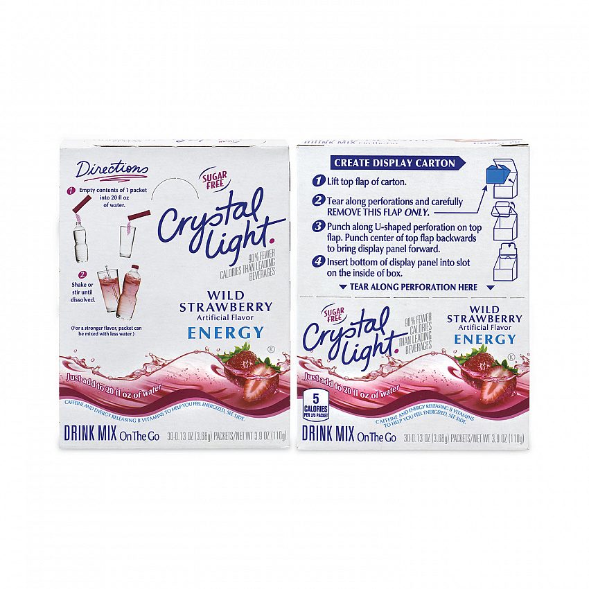 On-The-Go Sugar-Free Drink Mix, Wild Strawberry Energy, 0.13 oz Single-Serving, 30/Pack, 2 Packs/Carton (30700158)