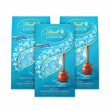 Lindor Truffles Milk Chocolate Sea Salt, 5.1 oz Bag, 3 Bags/Pack (30101012)