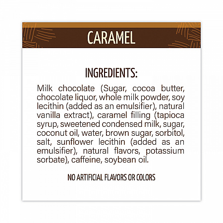 Caffeinated Caramel Chocolate Bites, 0.58 oz Bars, 50 Bars/Carton (30700315)