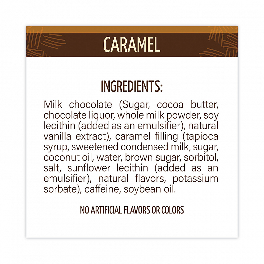 Caffeinated Caramel Chocolate Bites, 0.58 oz Bars, 50 Bars/Carton (30700315)
