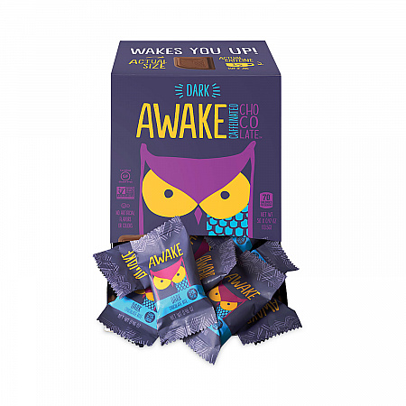 Caffeinated Dark Chocolate Bites, 0.47 oz Bars, 50 Bars/Carton (30700314)