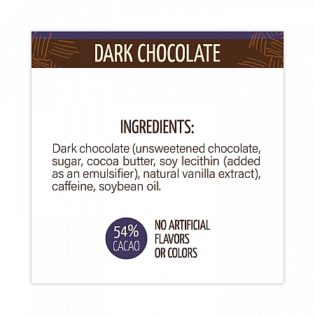 Caffeinated Dark Chocolate Bites, 0.47 oz Bars, 50 Bars/Carton (30700314)