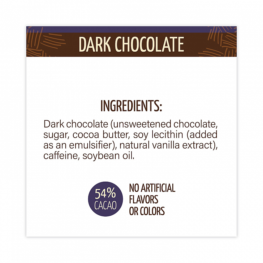 Caffeinated Dark Chocolate Bites, 0.47 oz Bars, 50 Bars/Carton (30700314)