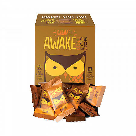 Caffeinated Caramel Chocolate Bites, 0.58 oz Bars, 50 Bars/Carton (30700315)