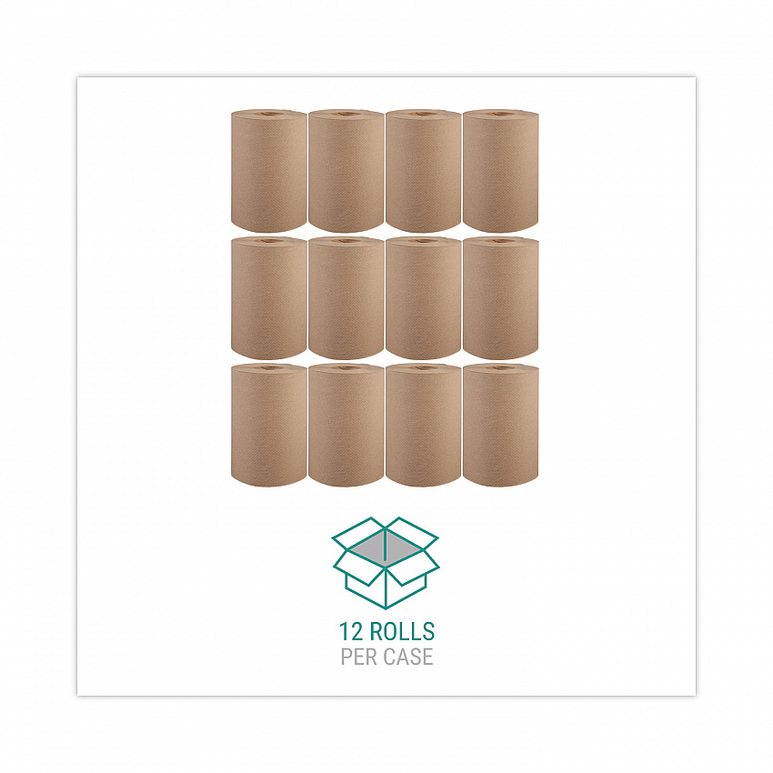Hardwound Roll Towels, 1-Ply, 8" x 350 ft, Natural, 12 Rolls/Carton (108)