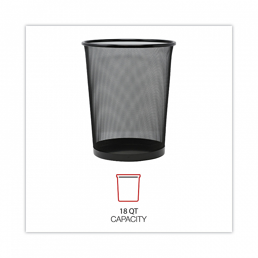 Mesh Wastebasket, 18 qt, Steel Mesh, Black (20008)