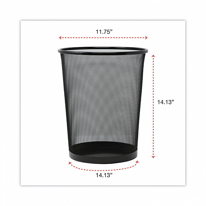 Mesh Wastebasket, 18 qt, Steel Mesh, Black (20008)
