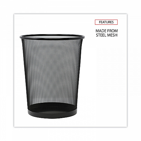 Mesh Wastebasket, 18 qt, Steel Mesh, Black (20008)