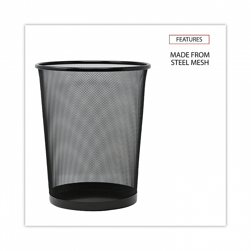 Mesh Wastebasket, 18 qt, Steel Mesh, Black (20008)