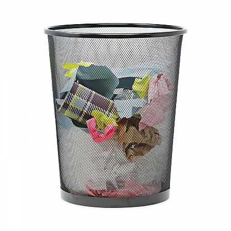 Mesh Wastebasket, 18 qt, Steel Mesh, Black (20008)