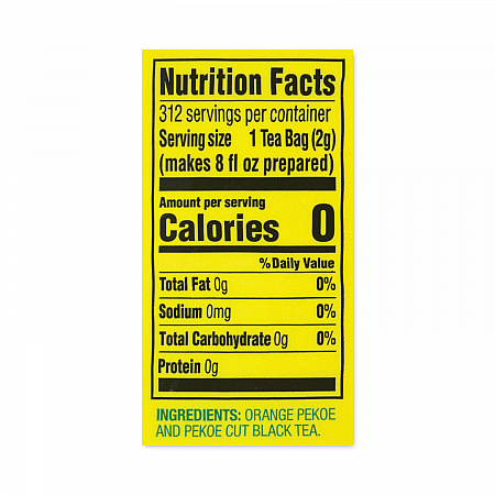 Tea Bags, Black, 0.07 oz Bags, 312 Bags/Carton (22000743)