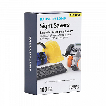 Sight Savers Respirator and Equipment Wipes, Cloth, 5 x 8, Unscented, White, 100/Box (8595)