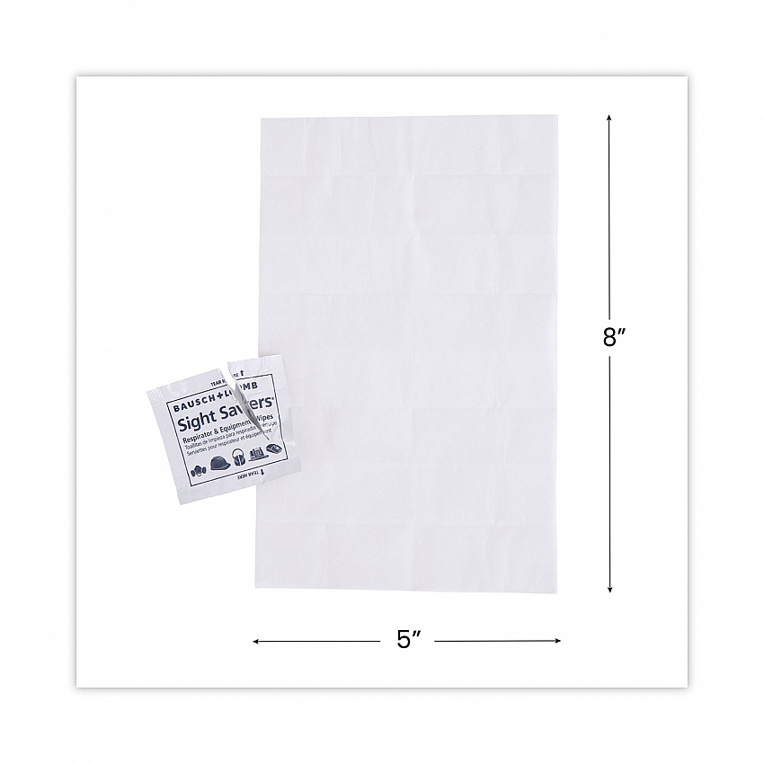Sight Savers Respirator and Equipment Wipes, Cloth, 5 x 8, Unscented, White, 100/Box (8595)