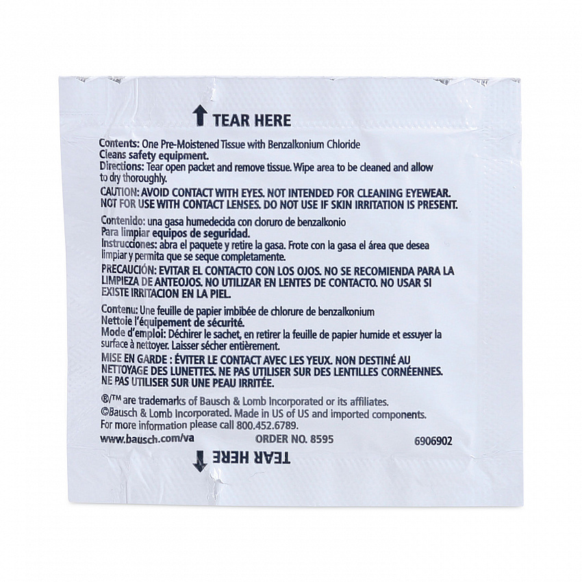 Sight Savers Respirator and Equipment Wipes, Cloth, 5 x 8, Unscented, White, 100/Box (8595)