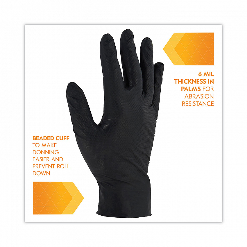 G10 Kraken Grip Nitrile Gloves, Powder-Free, X-Large, 6 mil Thick, 9.5" Long, Black, 90/Box, 10 Boxes/Carton (49278)