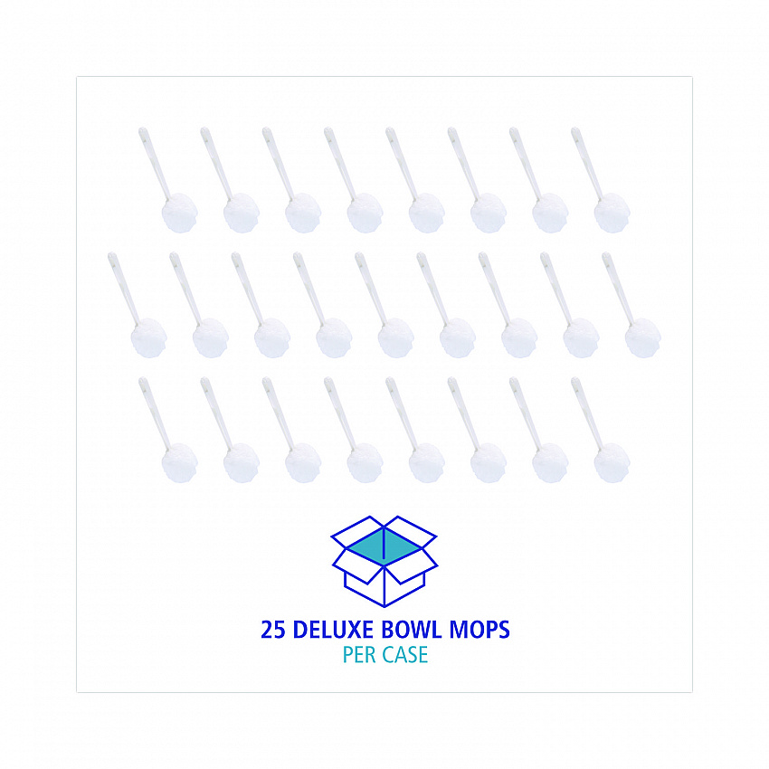 Deluxe Toilet Bowl Mop, 12" Handle, 2" Mop Head, White, 25/Carton (00160)